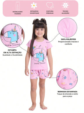 Kit de 3 Pijamas para Bebês Meninas - Conforto e Estilo em Roupas de Dormir Infantis